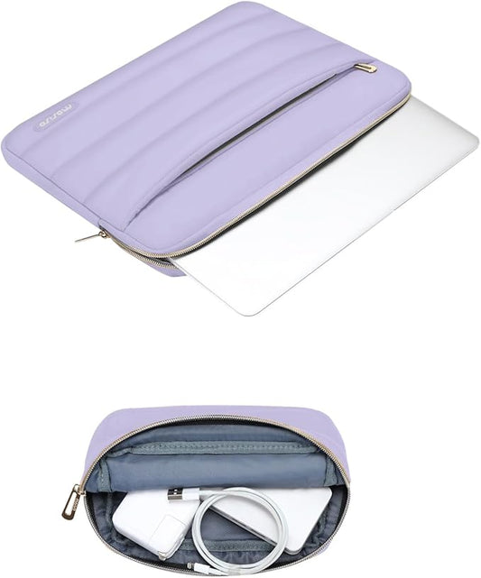 MOSISO 15-15.6 inch Laptop Case, 16 inch Puffy Laptop Sleeve Compatible with MacBook Pro 16, HP Dell ASUS Acer Toshiba Lenovo Notebook Computer, Polyester Horizontal Bag with Small Case, Purple