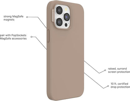 PopSockets iPhone 13 Pro Max Phone Case w/MagSafe- Latte | Magnetic, Wireless Charging, Camera & Drop Protection, Brown, Plain, Cream, Beige, Summer Spring