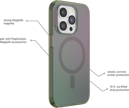 PopSockets iPhone 14 Pro Phone Case with MagSafe- Nightshade | Magnetic, Wireless Charging, Camera & Drop Protection, Green, Teal, Turquoise, iPad, Removable, Popper