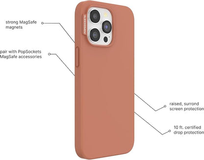 PopSockets iPhone 14 Pro Max Phone Case with MagSafe, Wireless Charging Compatible, Neutral - Terra-Cotta
