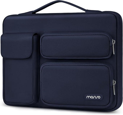 MOSISO 360 Protective Laptop Case 13 inch, Laptop Sleeve Compatible with MacBook Air 13 inch M4 M3 M2 M1 2025-2018 / Pro 13 M2 M1 2025-2016, Side Open Bag with 2 Raised&1 Flapover Pockets, Navy Blue