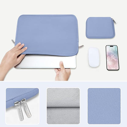MOSISO Laptop Case 13.3 inch, 13-13.3 inch Laptop Sleeve Bag Compatible with MacBook Air/Pro 13 / Pro 14, HP Dell ASUS Lenovo Notebook, Neoprene Computer Sleeve Bag with Small Case, Serenity Blue