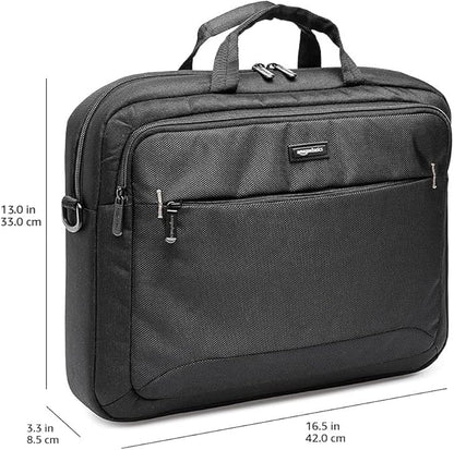 Amazon Basics Laptop Carrying Case with Shoulder Strap and Handle, Large Capacity, 15.6 in, Black