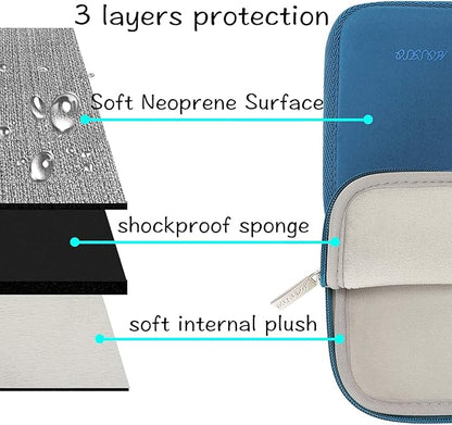 MOSISO Laptop Case 13.3 inch, 13-13.3 inch Laptop Sleeve Bag Compatible with MacBook Air/Pro 13 / Pro 14, HP Dell ASUS Lenovo Notebook, Neoprene Computer Sleeve Bag with Small Case, Lake Blue