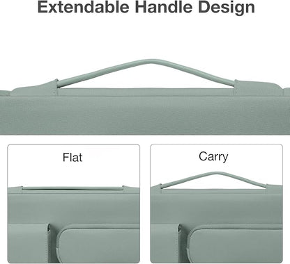 MOSISO 360 Protective Laptop Case 15 inch, Laptop Sleeve Compatible with MacBook Air 15 M4 A3241 M3 A3114 M2 A2941 2025-2023, Dell XPS 15, Side Open Bag with 2 Raised&1 Flapover Pockets, Antique Green