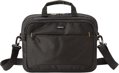 Amazon Basics Laptop Tablet Carrying Case with Shoulder Strap and Grab Handles, 14-inch, Black, Compartments for Storage
