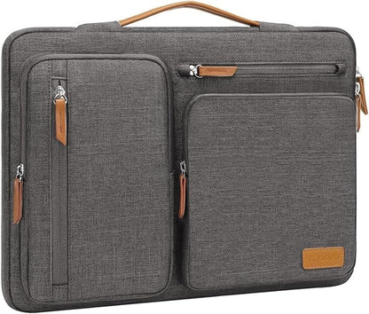 MOSISO 360 Protective Laptop Case 13.3 inch, 13-13.3 inch Laptop Sleeve Compatible with MacBook Air/Pro 13 / Pro 14,HP Dell Acer ASUS,Side Open Carrying Case with 4 Zipper Pockets&Handle, Taupe Gray