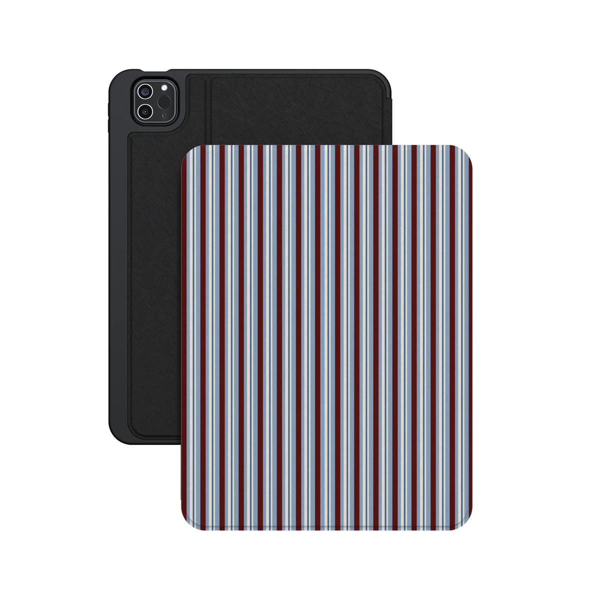 Bistro Stripes | Blue & Maroon iPad Case