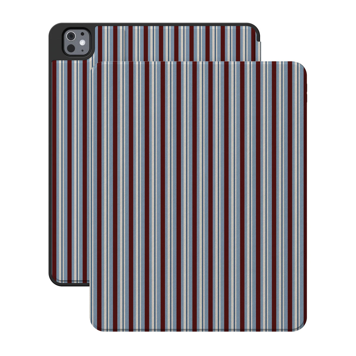 Bistro Stripes | Blue & Maroon iPad Case